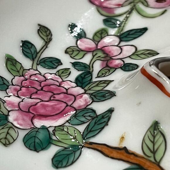 Neiman Marcus Trinket Tray Vintage Chinese  Chinoiserie Hand Painted Floral - Picture 13 of 13